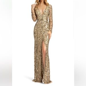 MAC DUGGAL Embellished Long
Sleeve Evening Gown